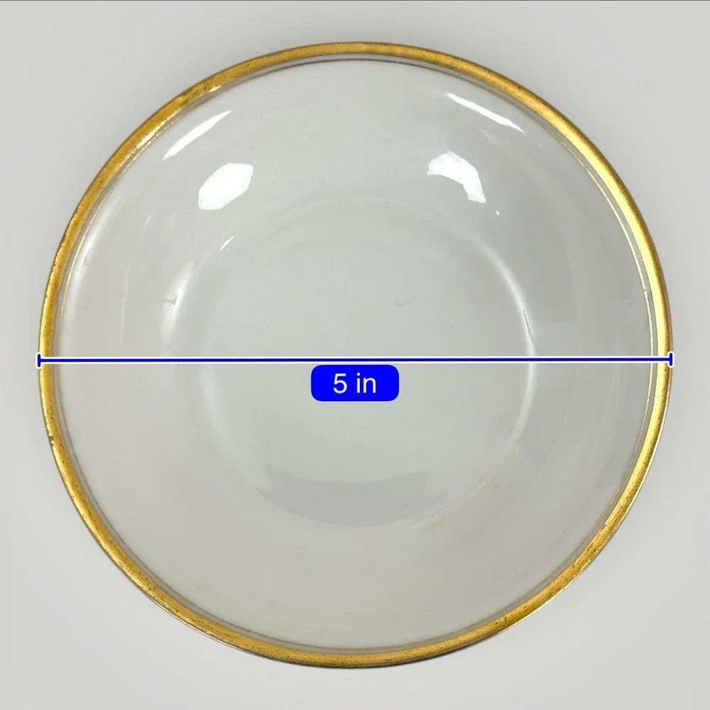 Theodore Haviland Limoges Dessert Bowls Set 2 White Gold‎ Rim France